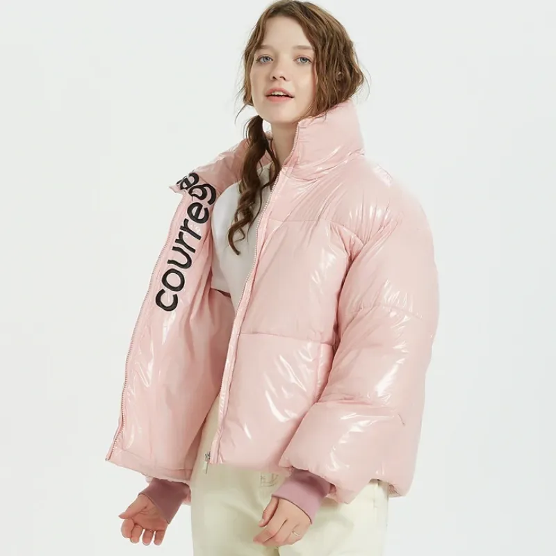 Women's Winter Warm Waterproof Glossy Short Parka