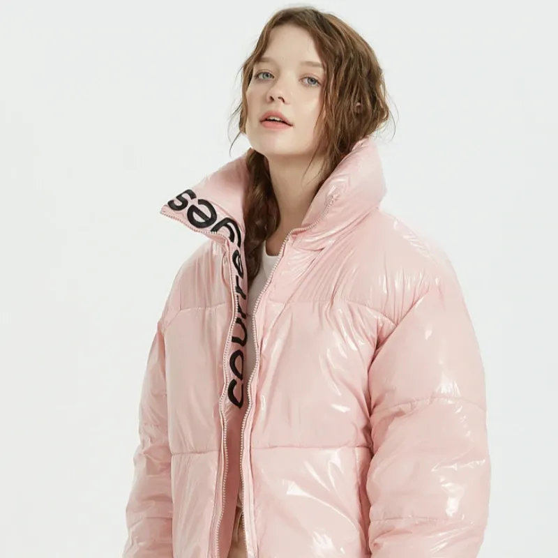 Women's Winter Warm Waterproof Glossy Short Parka