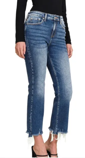 Zenana Distressed Hem Denim Jeans